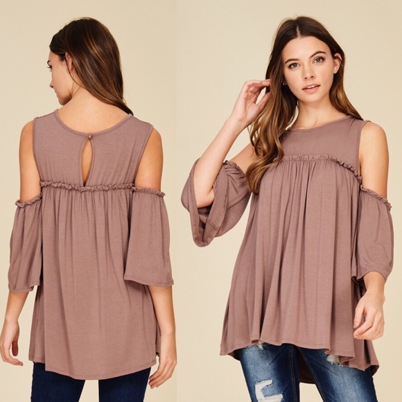 Tops - Mocha peek through top